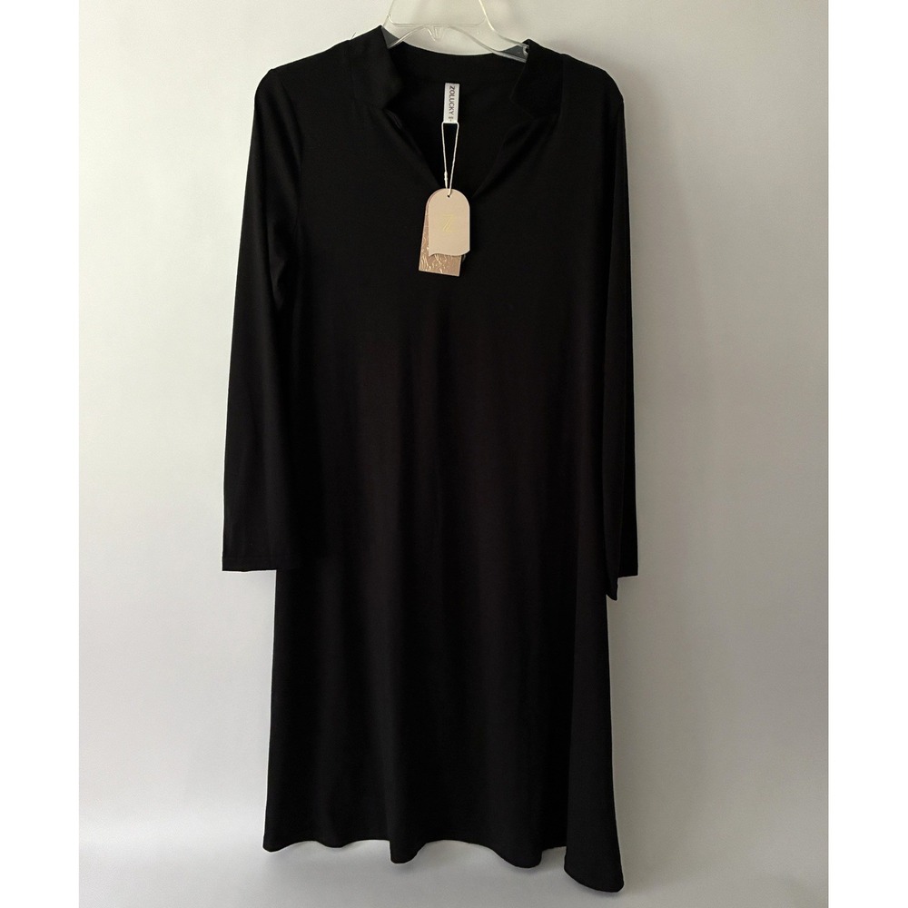 Zolucky Swing Dress Black Women's Size Large Loose Knee Length Minimalist Casual